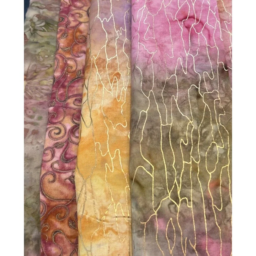 Batik Sunset Colors Fabric Lot Quilting Crafts Sewing Art Project Cotton 4 Pc